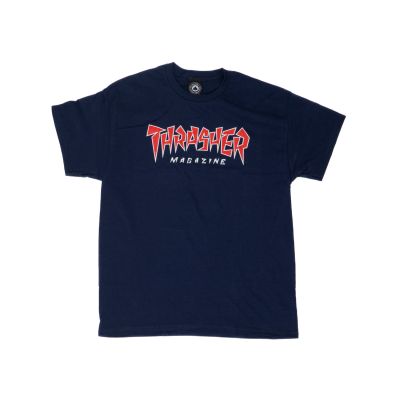 Thrasher Skate Mag Jagged Logo Short Sleeve Tee - Niebieski - Short Sleeve T-Shirt