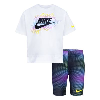Nike Girls AOP Bike Shorts 2pc Set Black - Czarny - set