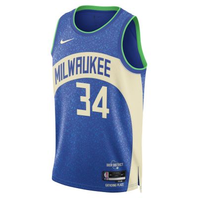 Nike Dri-FIT NBA Milwaukee Bucks Giannis Antetokounmpo City Edition 23/24 Swingman Jersey - Niebieski - Jersey