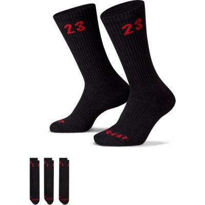 Jordan Essentials 3 Pack Crew Black/Red Socks - Czarny - Skarpety