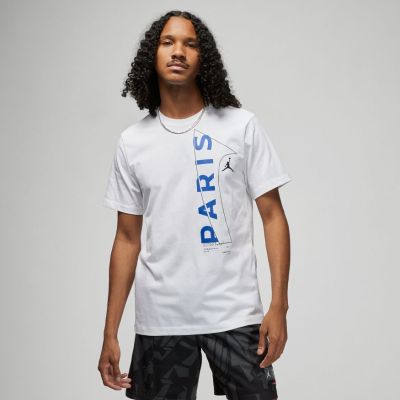 Jordan Paris Saint-Germain Wordmark Tee White - Biały - Short Sleeve T-Shirt