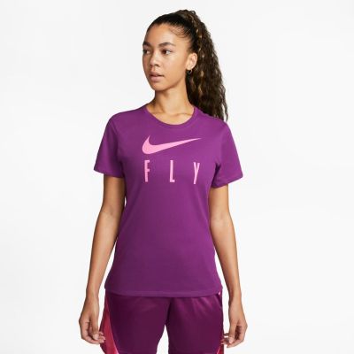 Nike Dri-FIT Swoosh Fly Wmns Short-Sleeve Tee Viotech - Purpurowy - Short Sleeve T-Shirt