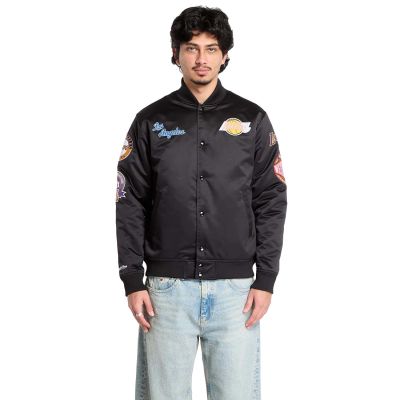 Mitchell & Ness NBA Blackout Heavyweight Lakers Satin Jacket - Czarny - Kurtka